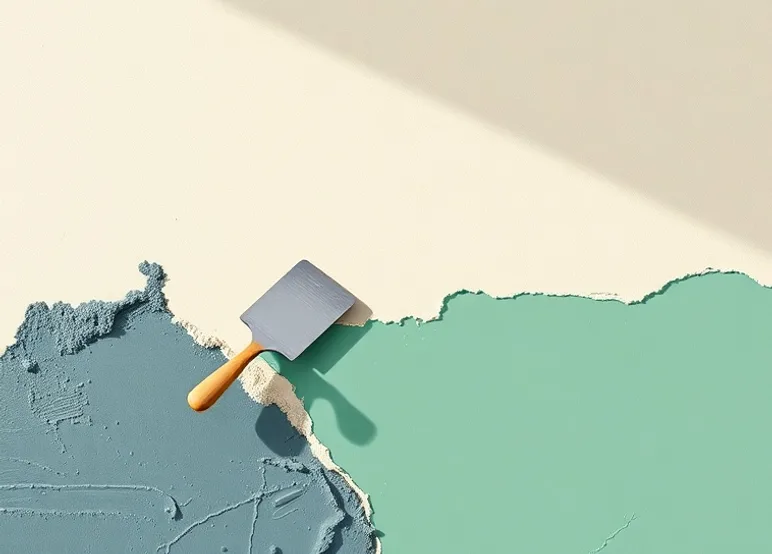 Application d'un enduit décoratif à la lisseuse sur un mur